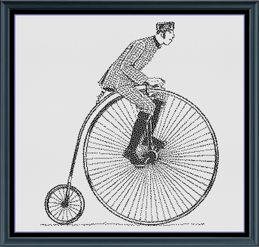 Stitching Jules Design Cross Stitch Pattern Penny Farthing Antique Bicycle Monochrome Counted Cross Stitch Pattern Digital Download PDF